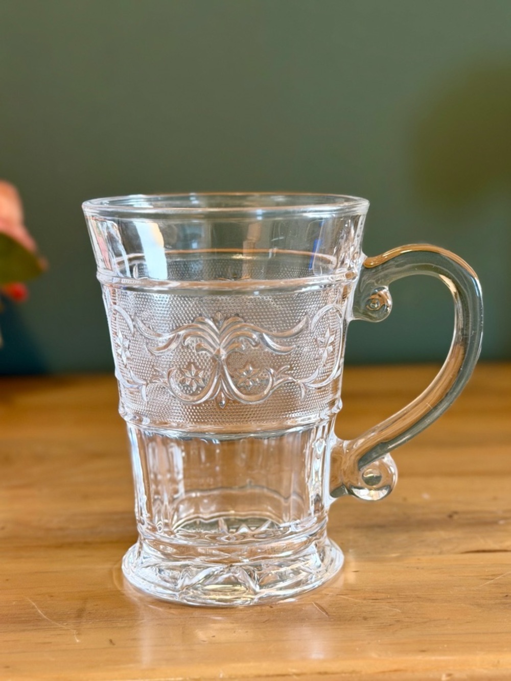 Studio Renaissance Irish Coffee Glass Mug Thick Base Embossed Latte Cup